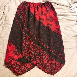 Kathy Ireland Red/Blk Asymmetrical Midi Skirt - S